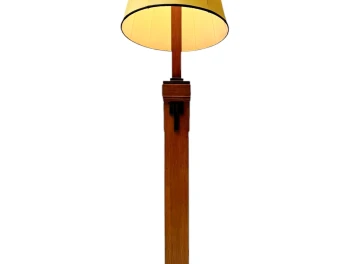 Art Deco Modernist Floor Lamp with Shantung Silk Shade, 1920s